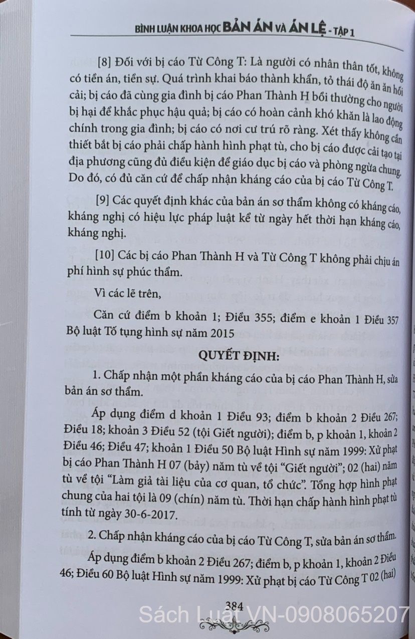 Bình luận khoa học bản án và án lệ - tập 1