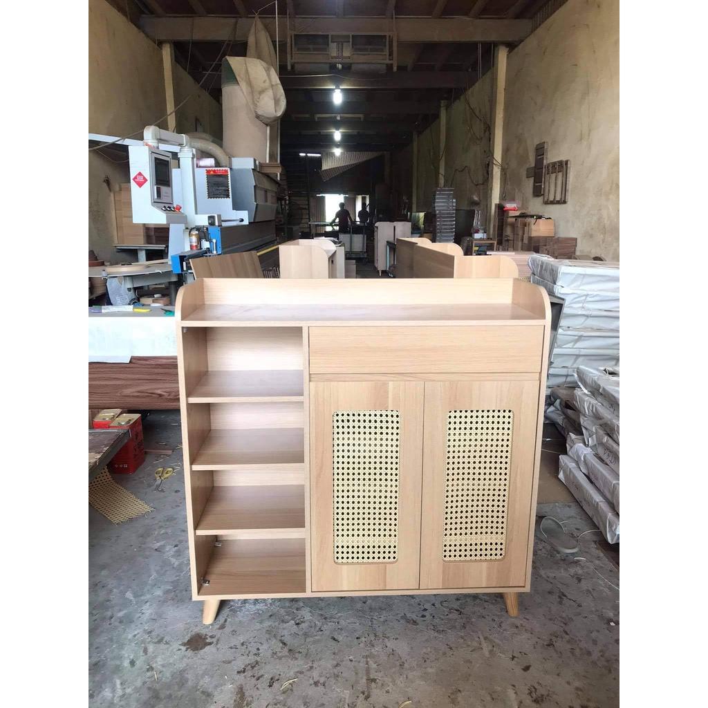 Tủ giày cánh mây - Màu nâu đậm,Ngang 100