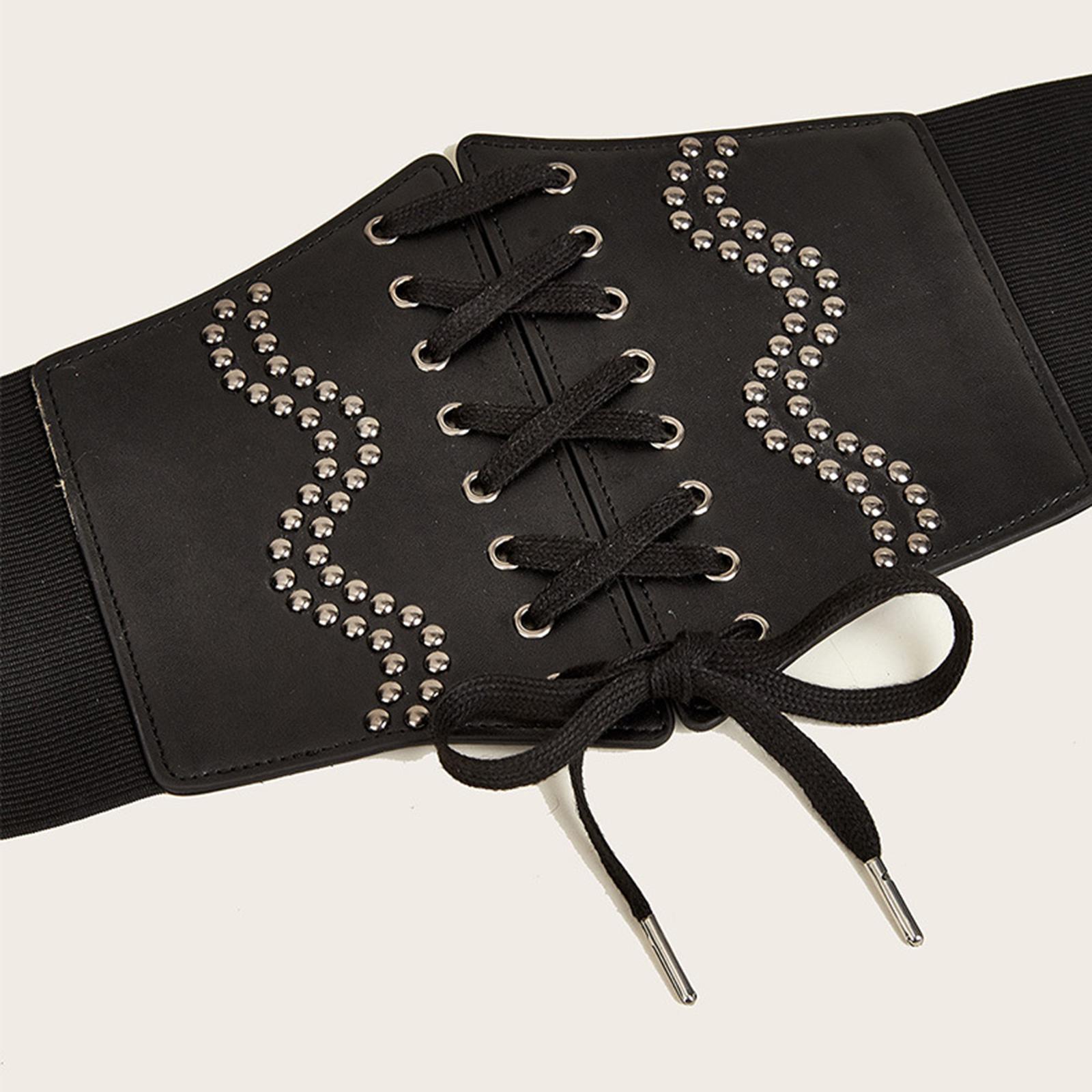 Punk Gothic Womens Waist Belt Cinch Belt Stretch Waistband Wide Corset Belt for Dress