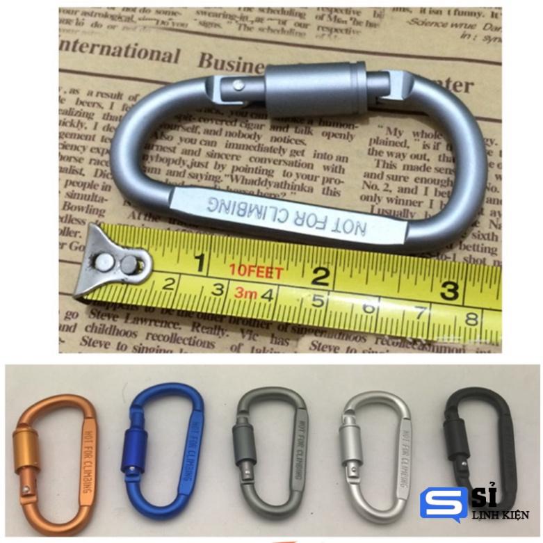 Móc khóa PHƯỢT THỦ CARABINER chữ D - khóa xoay 8cm - hợp kim NHÔM CAO CẤP NHẸ BỀN