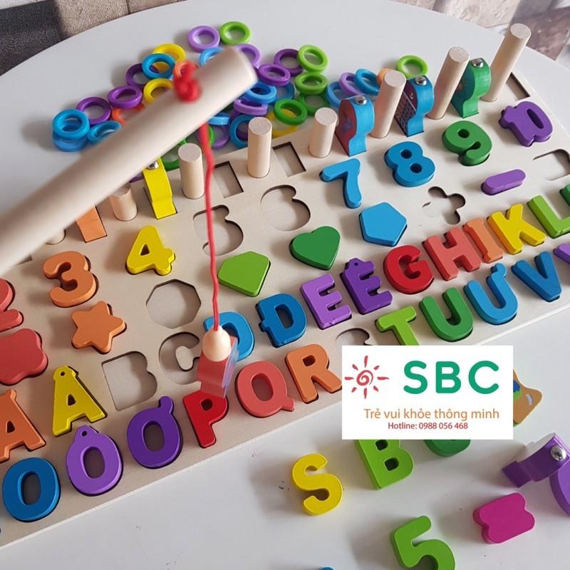 Bảng chữ cái chữ số hình học câu cá tập đếm 6 trong 1 cho bé chơi không biết chán
