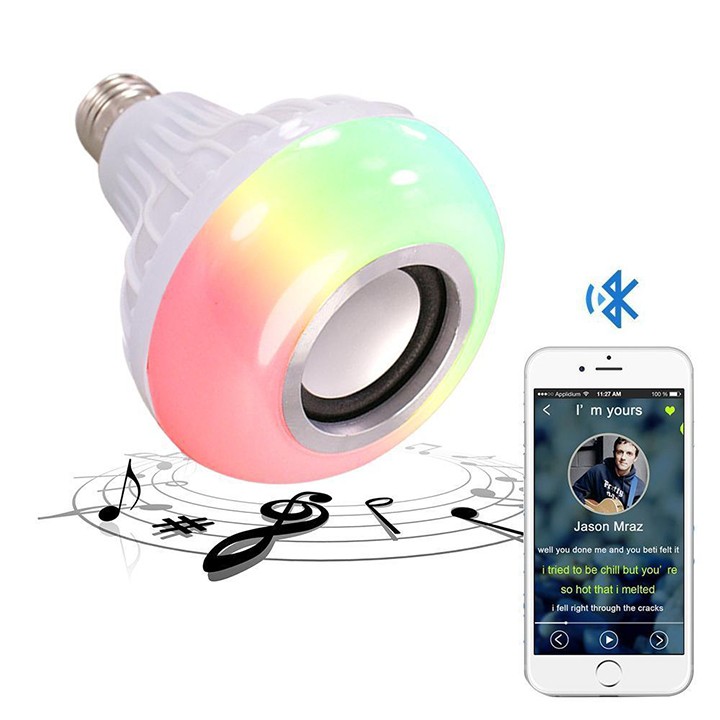 Bóng Đèn Led Kiêm Loa Phát Nhạc Bluetooth - đổi màu bằng điều khiển -hàng chính hãng