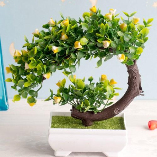 CÂY GIẢ BONSAI HOA RỰC RỠ (kèm chậu) để bàn trang trí decor