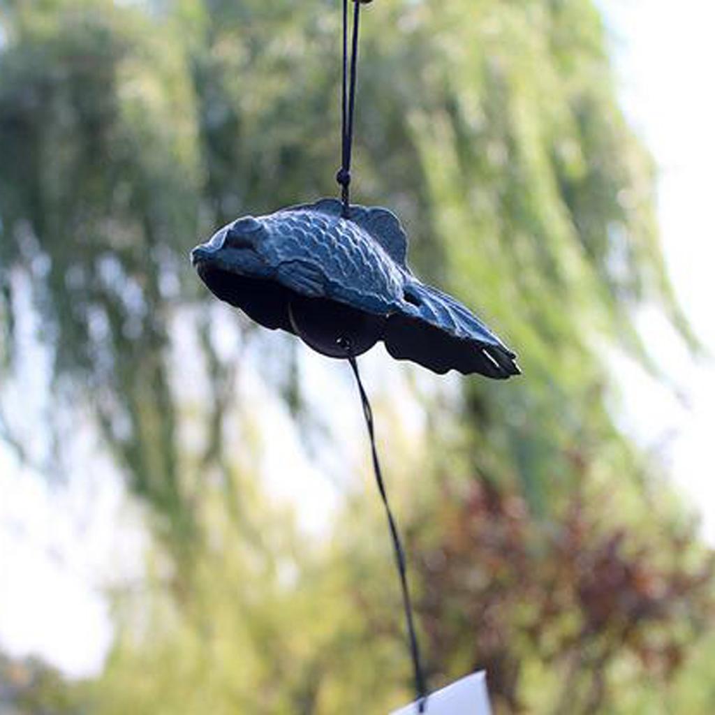 Nhật Bản Cá Vàng Furin Windchime Đúc Đền Vườn Trang Trí Nhà Màu Xanh