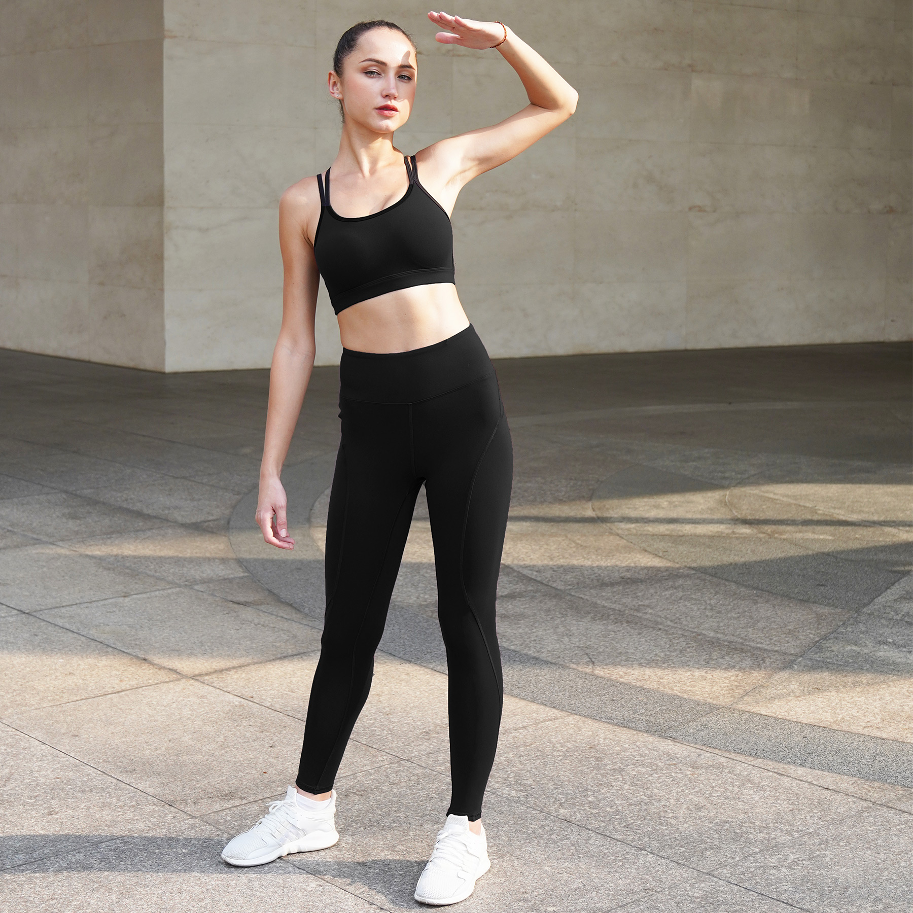 Set đồ tập Yoga Gym nữ thiết kế cao cấp Hibi Sports Áo bra 4 dây đan tim - Quần lưng cao tôn dáng mã H119 - Áo có mút nâng ngực