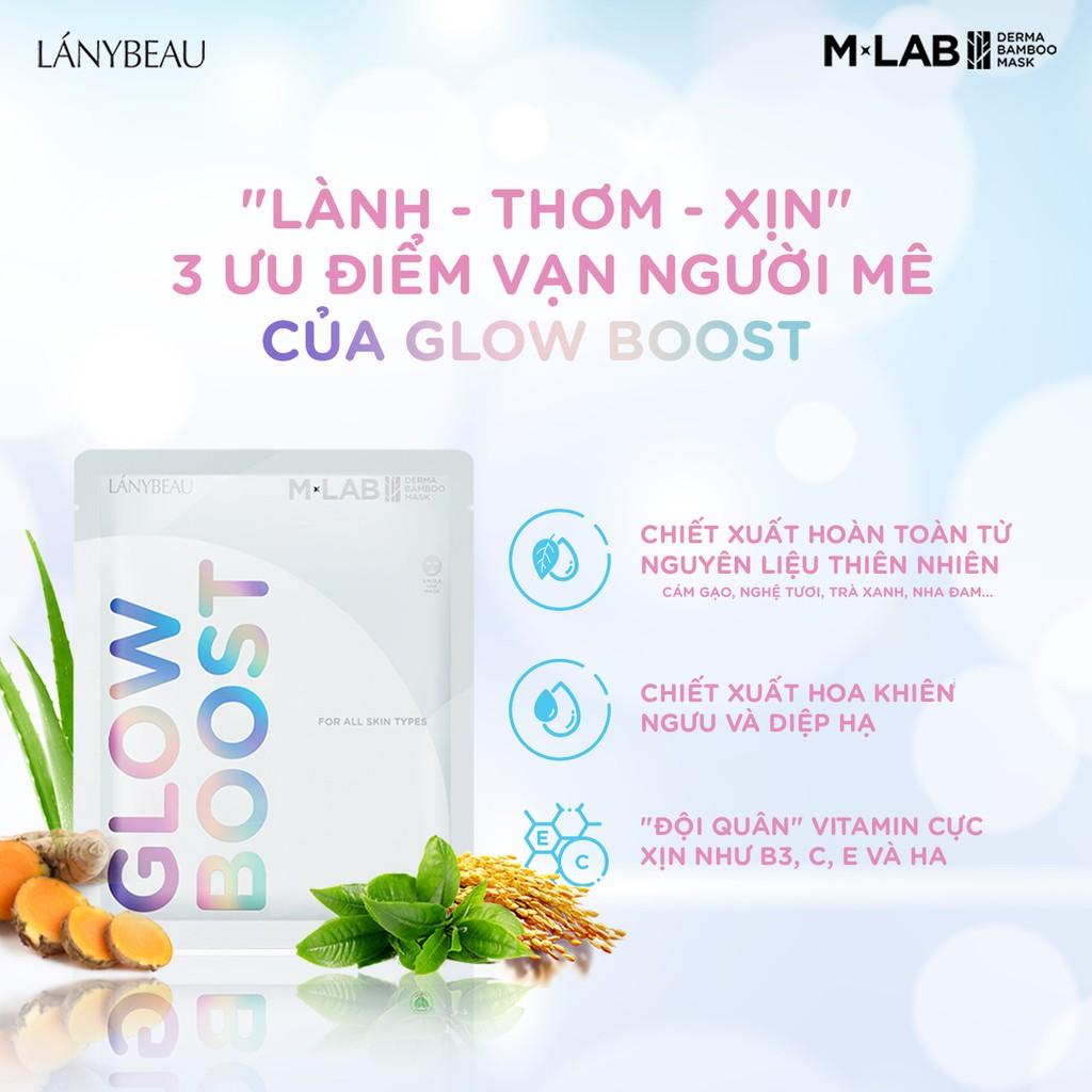 Mặt nạ dưỡng da trắng sáng, căng bóng 100% sợi tre tự nhiên LÁNYBEAU M-Lab Glow Boost