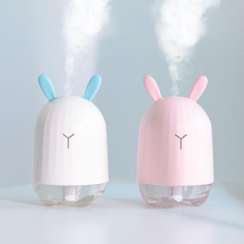 Cute Rabbit 300ML Mini Ultrasonic Air Humidifier Aroma Essential Oil Diffuser for Home Car USB Fogger Mist Maker with LED Lamp