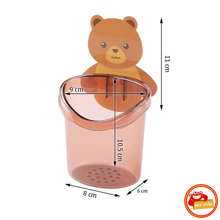 Cốc cắm bàn chải kem đánh răng hình gấu dán tường chịu lực tốt