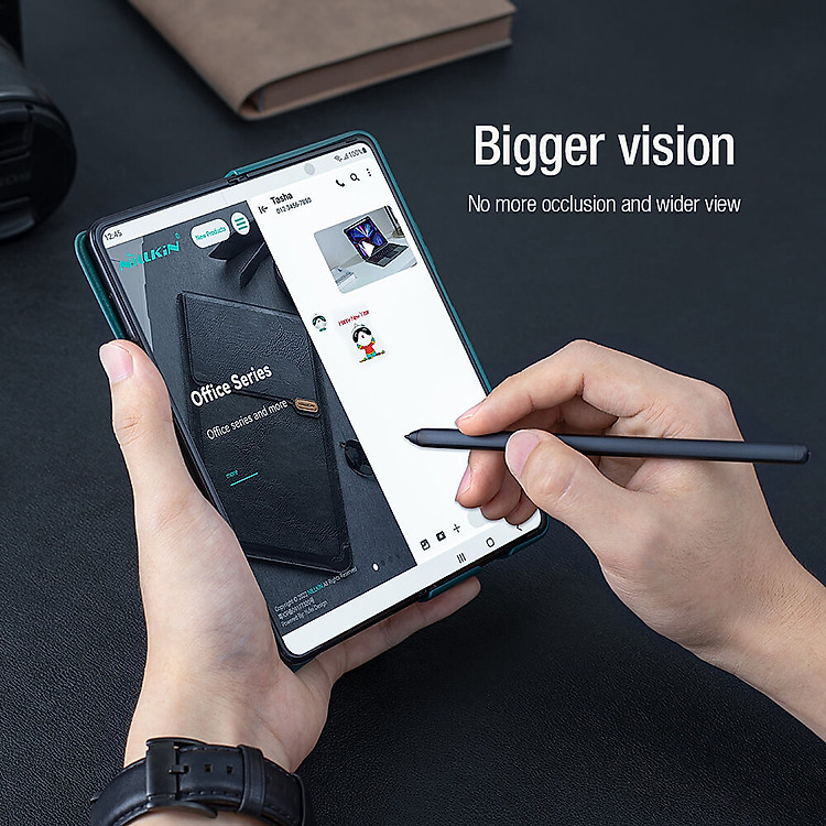 Case bao da chống sốc cho Samsung Galaxy Z Fold 4 trang bị nắp bảo vệ Camera và ngăn đựng S-Pen hiệu Nillkin Qin Pro (chất liệu da cao cấp, thiết kế thời trang cá tính) - Hàng nhập khẩu
