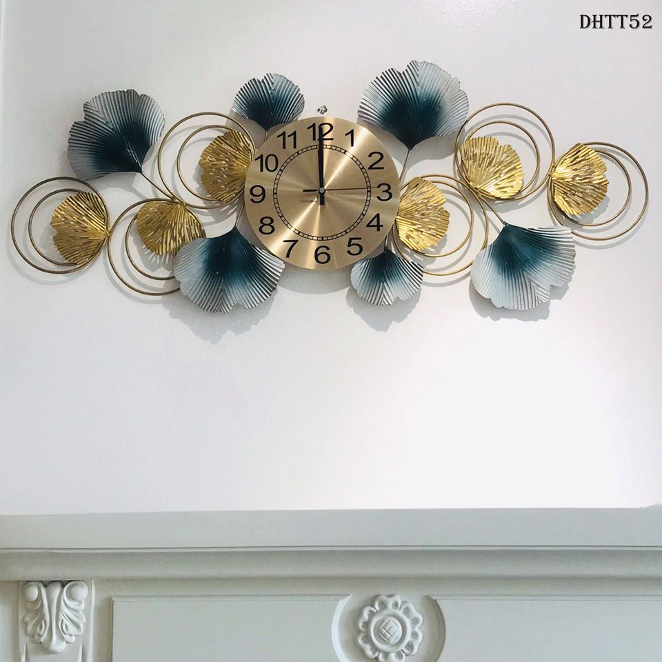 Đồng hồ treo tường hợp kim trang trí nghệ thuật. Đồng hồ treo tường 3D DHTT52 kim trôi tĩnh âm dành cho phòng khách, phòng ăn, phòng ngủ 91x33cm