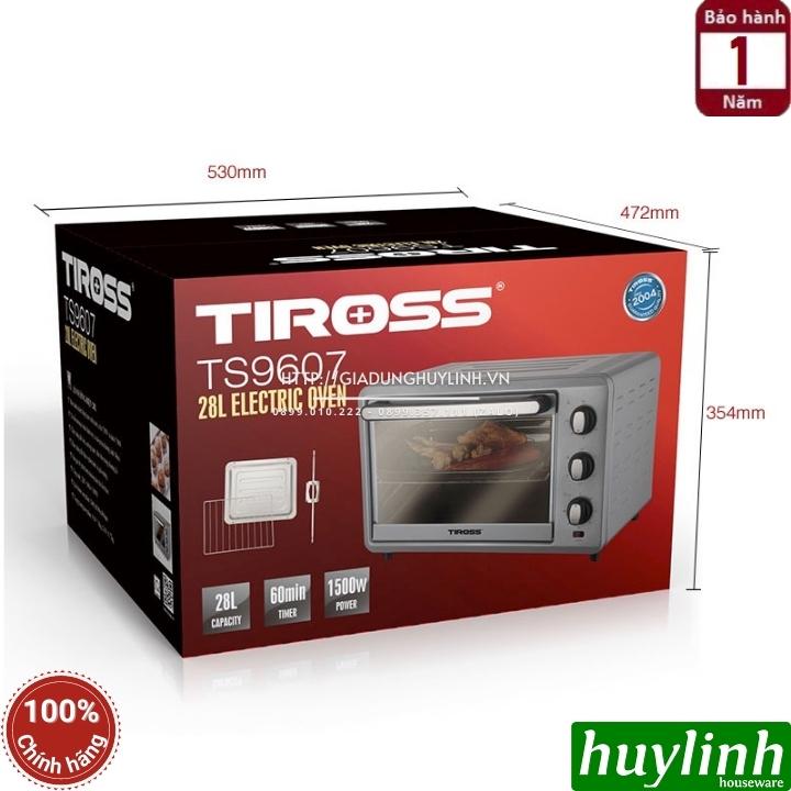 Lò nướng điện Tiross TS9607 - 28 lít - 5 chức năng nướng - 1500W - Hàng chính hãng