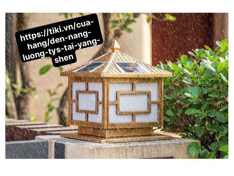 Đèn trụ cổng năng lượng mặt trời đèn trang trí sân vườn 300mm x 300mm, 3 chế độ sáng, IP65,có điều khiển