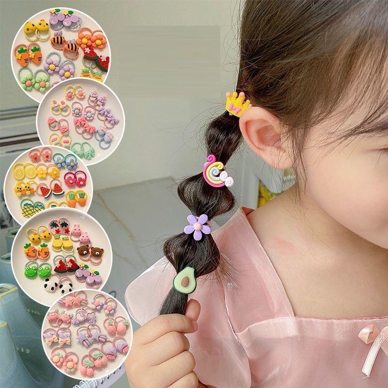 Set 50 dây buộc tóc nhiều mẫu dễ thương cho bé túi zip