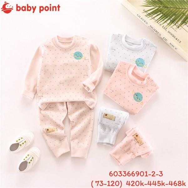 Đồ Bộ Tay Dài Thu Đông Cotton Họa Tiết Chấm Bi Cho Bé Từ 4-6 Tuổi