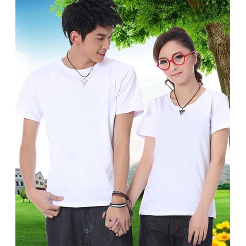 Áo Thun Trơn Màu Trắng Chất Cotton Cổ Tròn Tay Ngắn Đẹp
