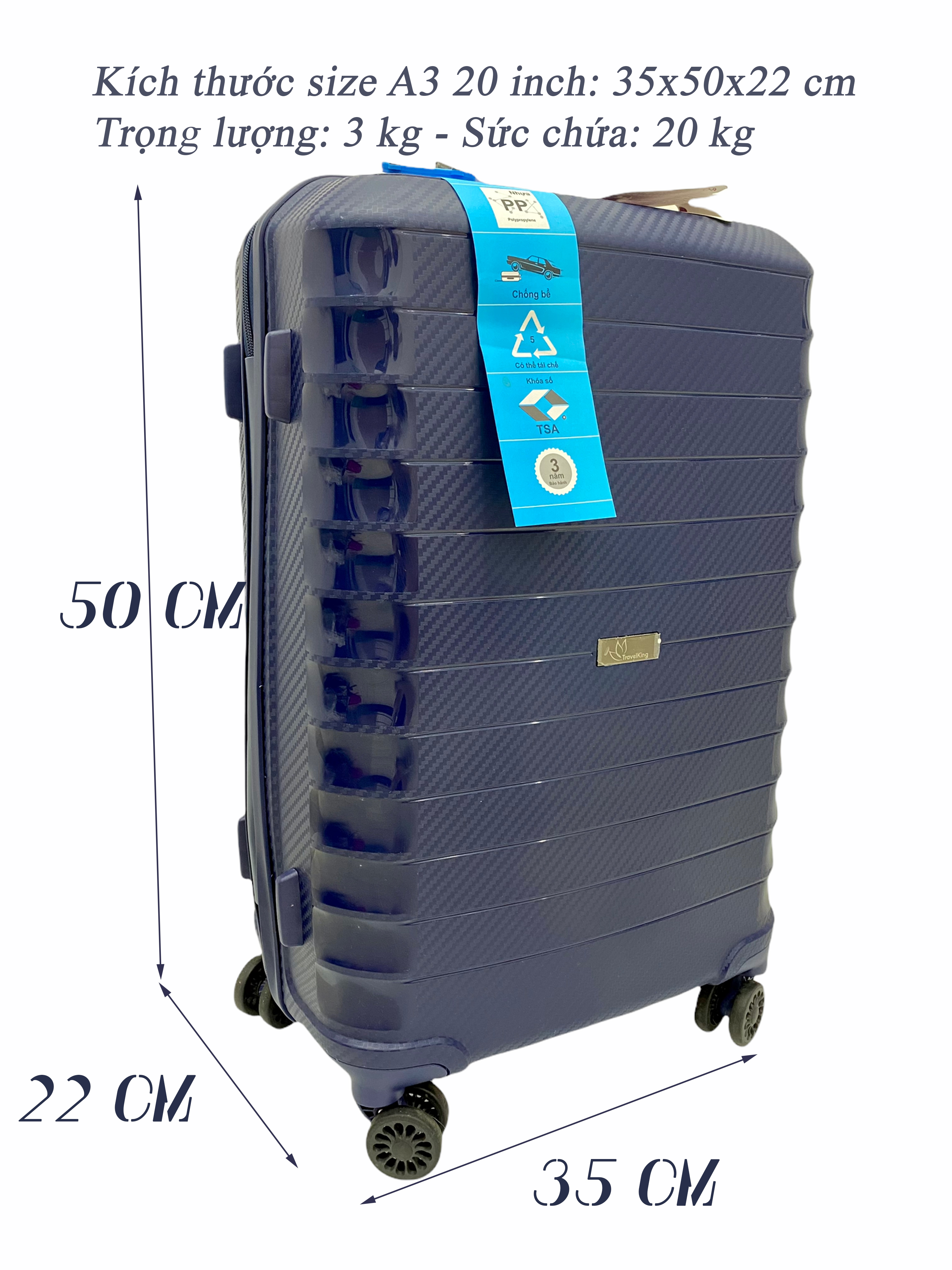 vali kéo du lịch Travel King 24921 xanh lục