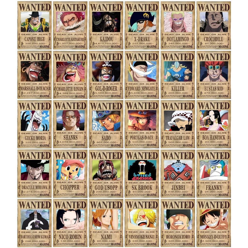 Combo 30 tấm truy nã hải tặc Onepiece wanted poster loại dày