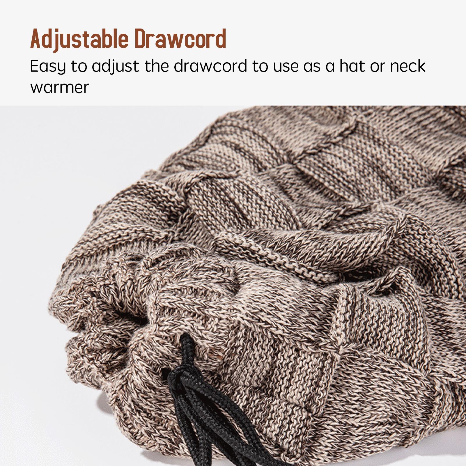 Dual-Purpose Winter Warm Knitted Beanie Hat Neck Warmer Fleece Lined Cap Neck Gaiter for Men and Women Cold Weather Outdoor Sports