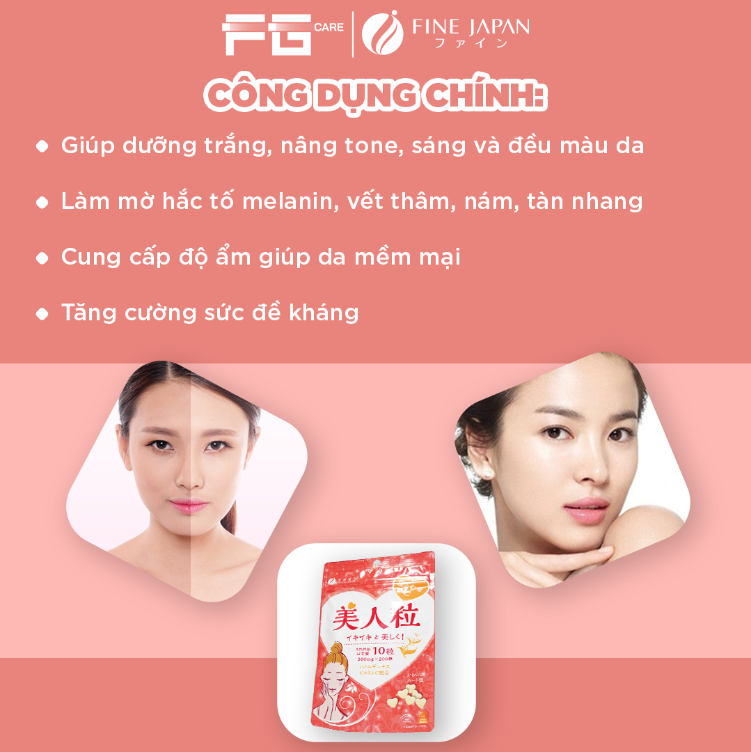 Viên Uống Trắng Da Hatomugi & Vitamin C Nhật Bản - Fine Japan Gói 200 Viên