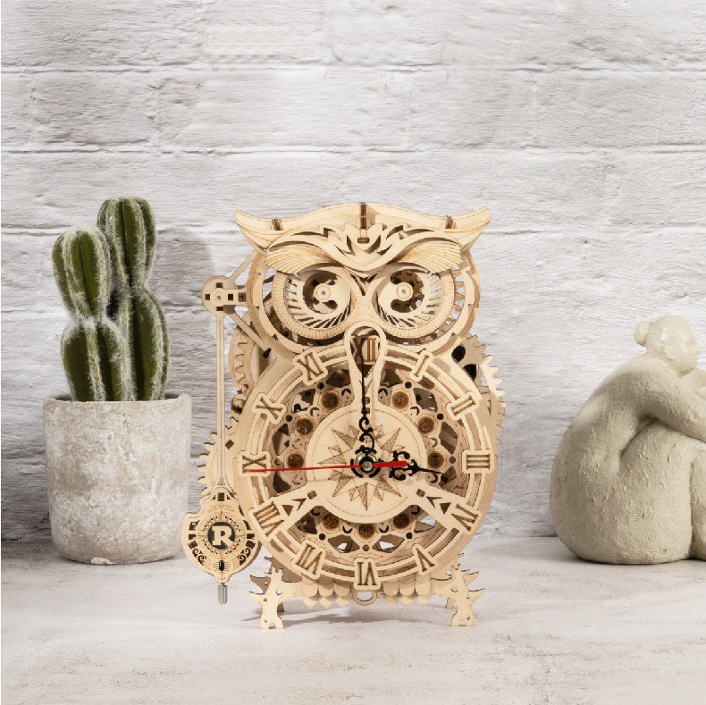 Mô hình Đồng hồ cơ hình Cú Owl Clock LK503 Battery Mechanical