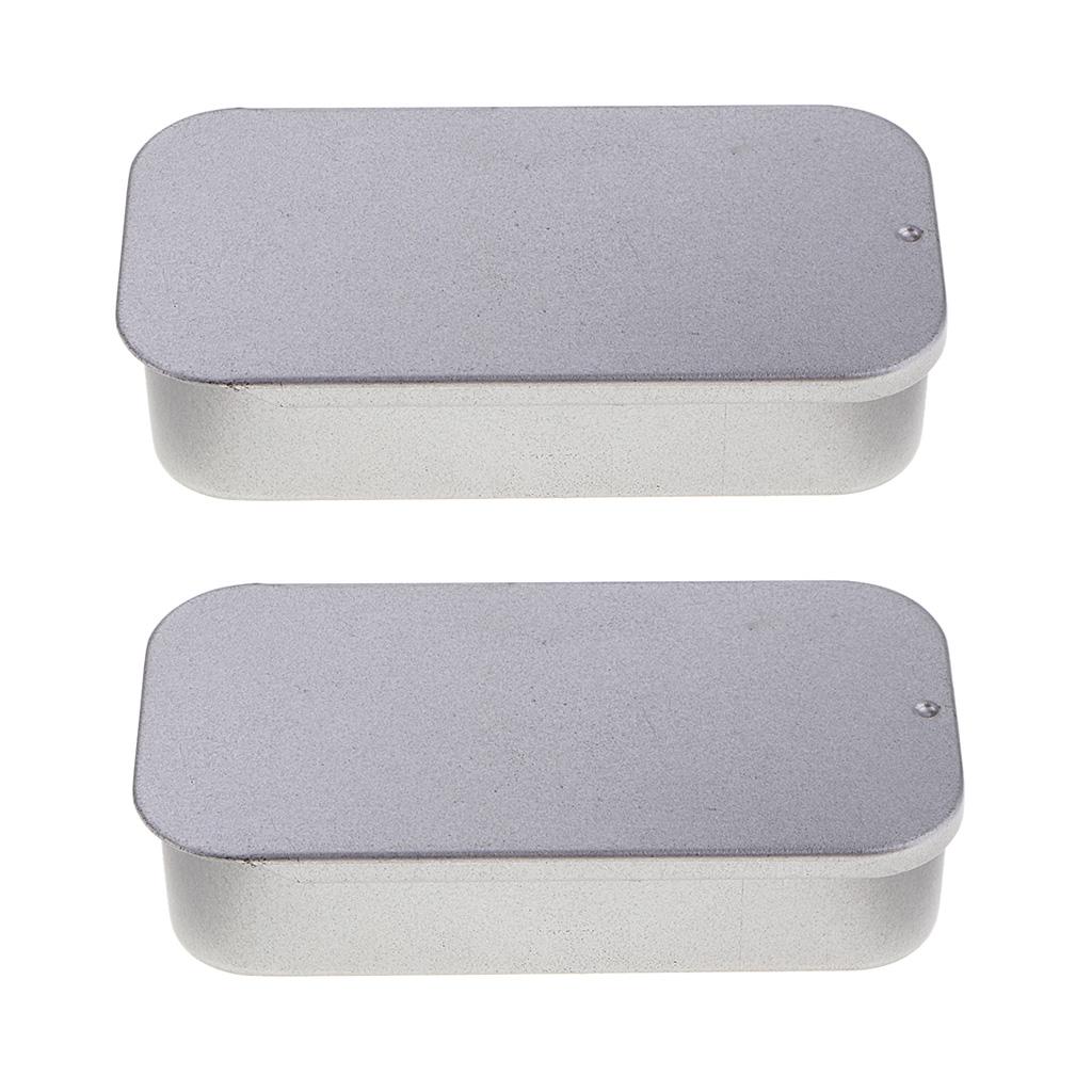 2x Metal Empty Rectangular Slide Top Tin Container Storage Case Gift Box