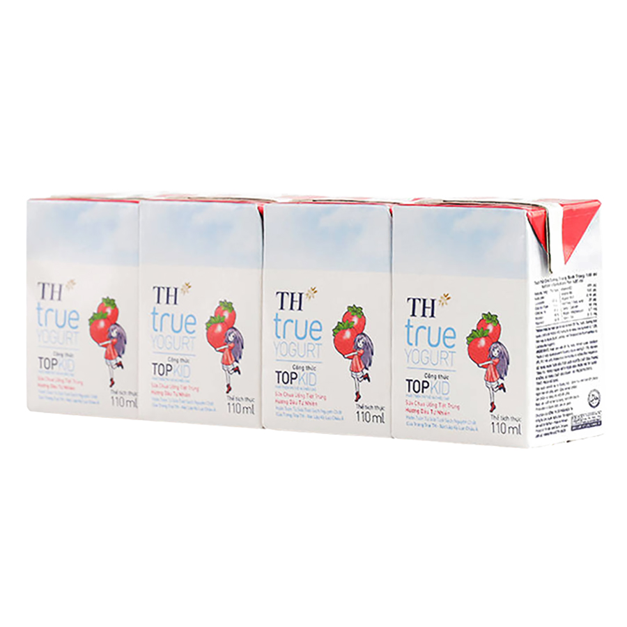 Thùng Sữa Chua Uống Tiệt Trùng Topkid Dâu TH True Milk (110ml x 48 Hộp)