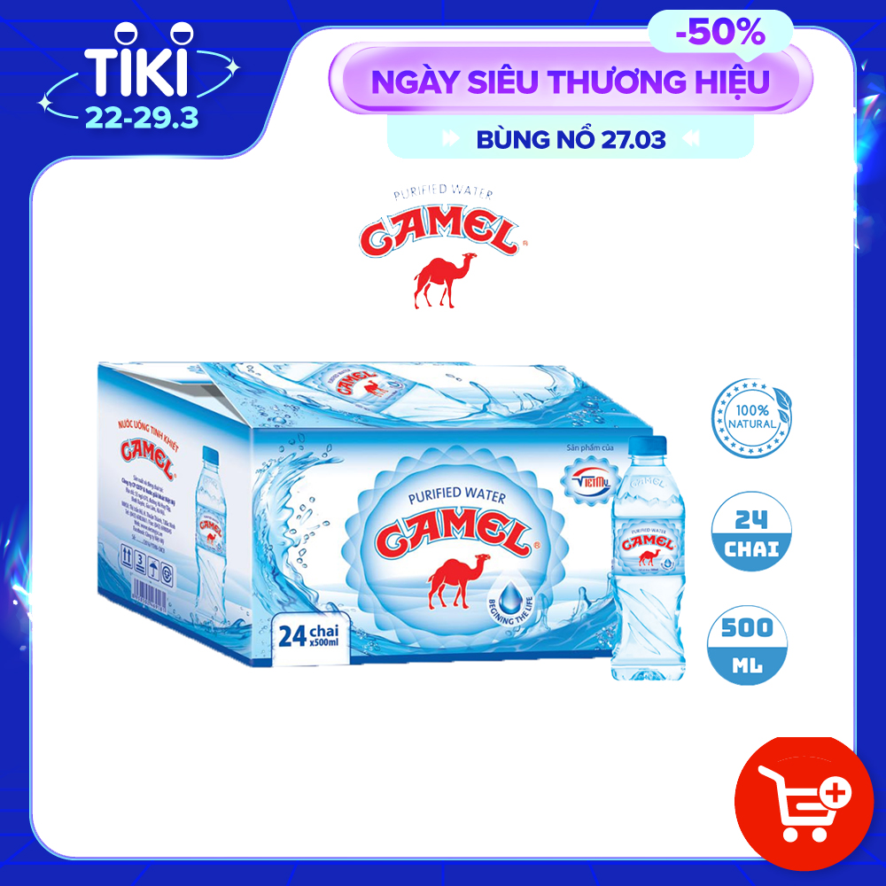 Nước uống tinh khiết Camel thùng 24 chai x 500ml