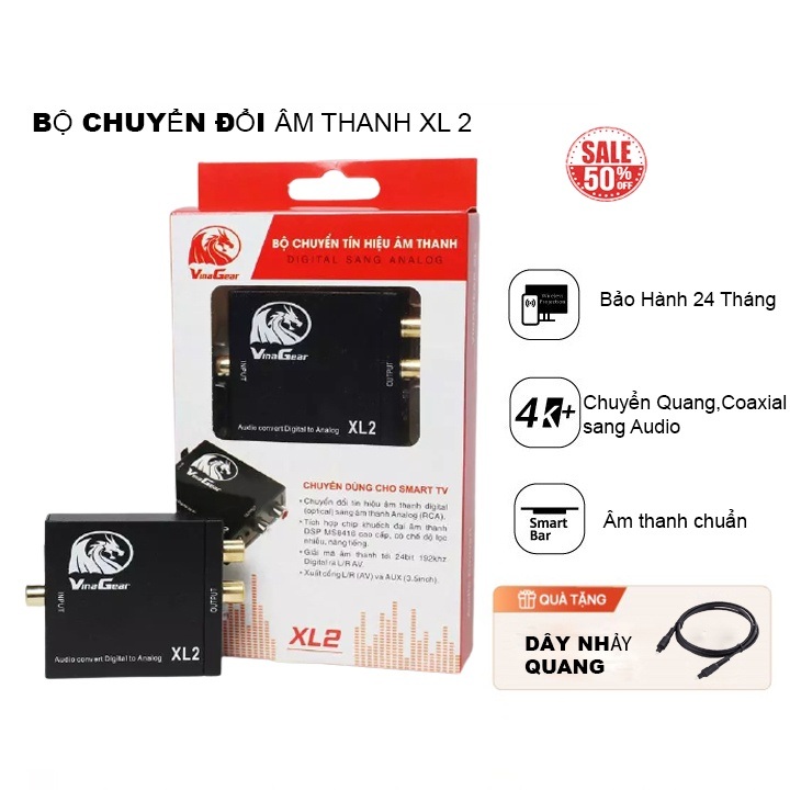 Bộ chuyển tín hiệu optical ra audio AV XL2 hàng chuẩn chất lượng cao,kèm cáp optical - hàng chính hãng