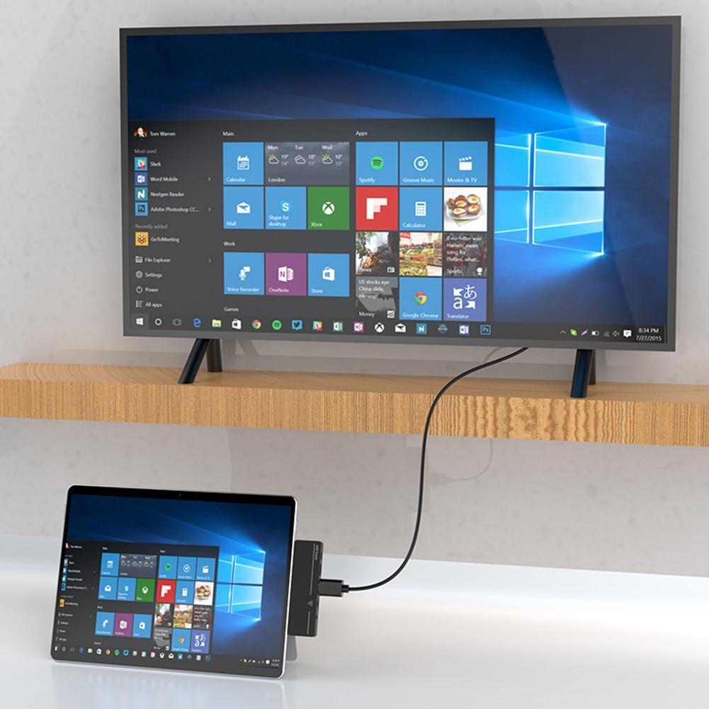 Dock Hub 7 Trong 1 Cổng USB C Hub Surface Pro 8 Pro 9 2022 Cho Microsoft Surface Pro X HDMI RJ45 Gigabit USB3.0 TF Card PD Type-C