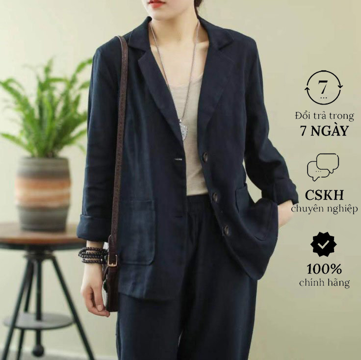 Áo Blazer nữ- Áo Khoác Vest Nữ Chất liệu linen cao cấp thời trang thương hiệu chính hãng ARCTIC HUNTER Ah04