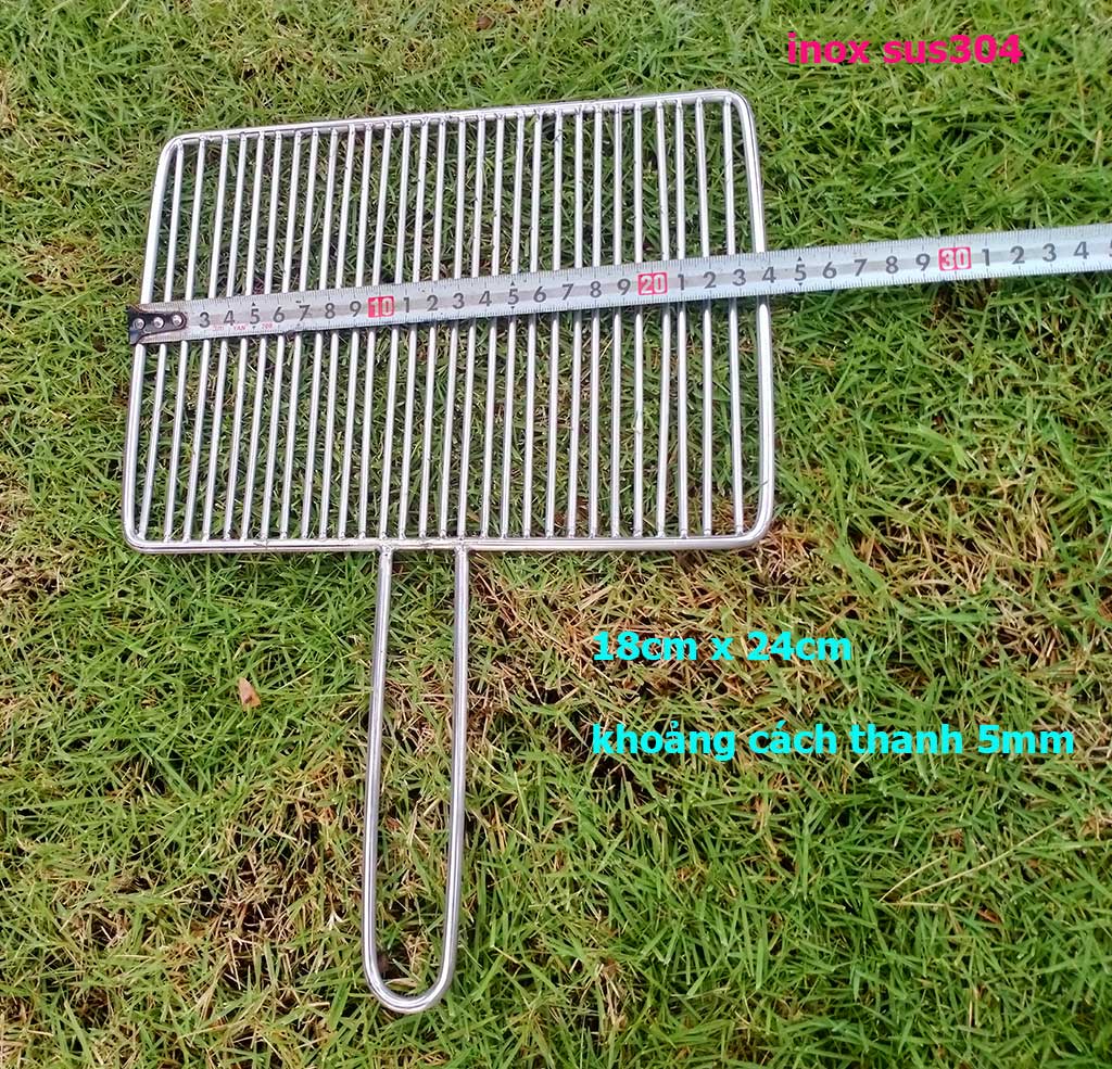 Vỉ nướng inox sus304 cao cấp - vĩnh viễn không bị gỉ sét - kích thước 18cm x 24cm loại dày, khoảng cách thanh 5mm