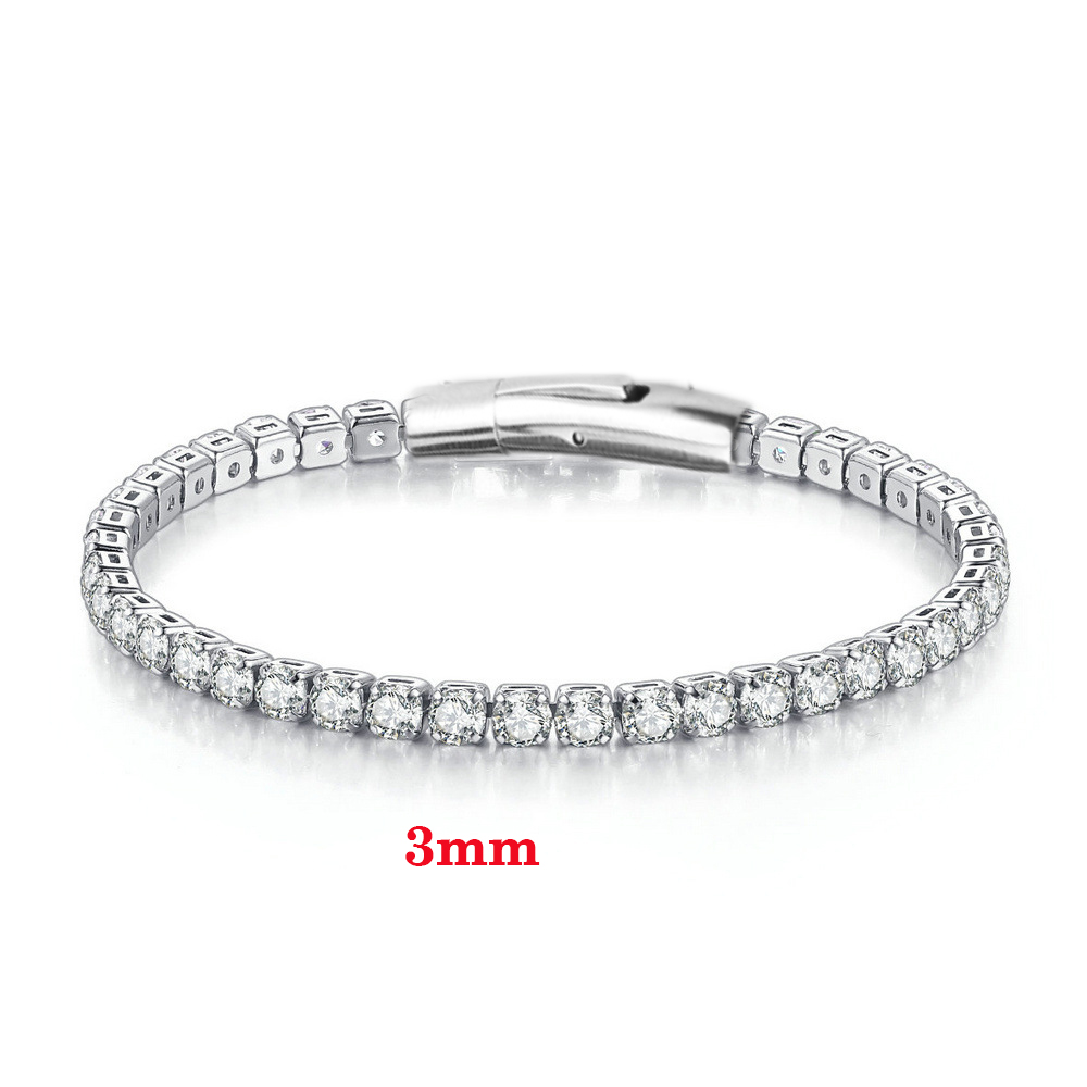 Vòng tay nữ inox đính đá cao cấp khóa vip màu trắng sang trọng, đẳng cấp vô cùng