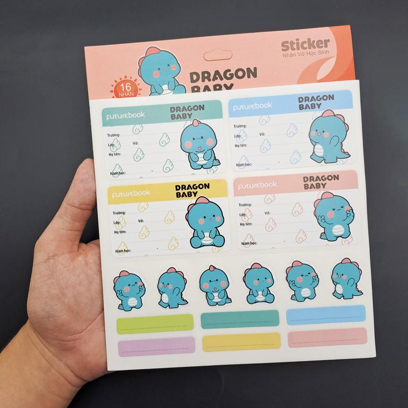 Nhãn Vở Học Sinh Dragon Baby Kèm Sticker - futurebook N101 (16 Nhãn)