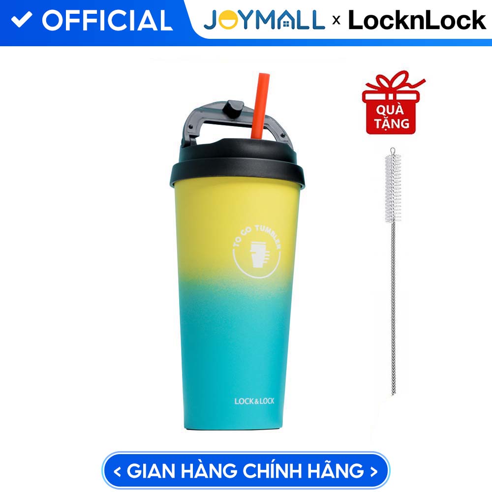 Ly Giữ Nhiệt Lock&Lock Clip Tumbler LHC4151 - Hàng Chính Hãng, Bằng Thép Không Gỉ Inox 304, Kèm Ống Hút Nhựa Dùng Được Nhiều Lần, Nắp Vặn Chặt - Tặng Cọ Rửa Ống Hút