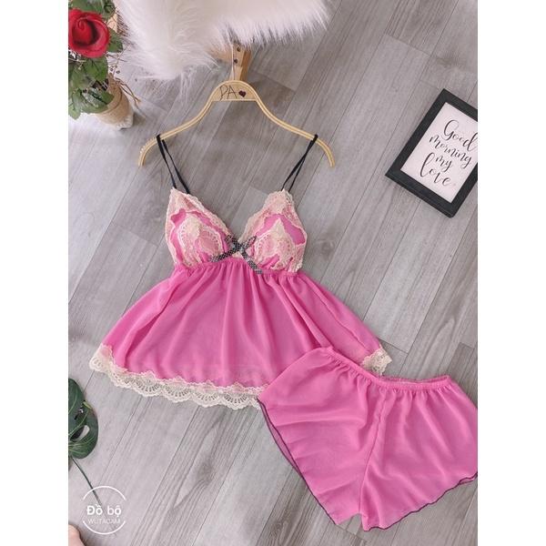 Đồ ngủ sexy nữ, đồ ngủ 2 dây có mút ngực phối ren gợi cảm mát mẻ- Phuongalice shop