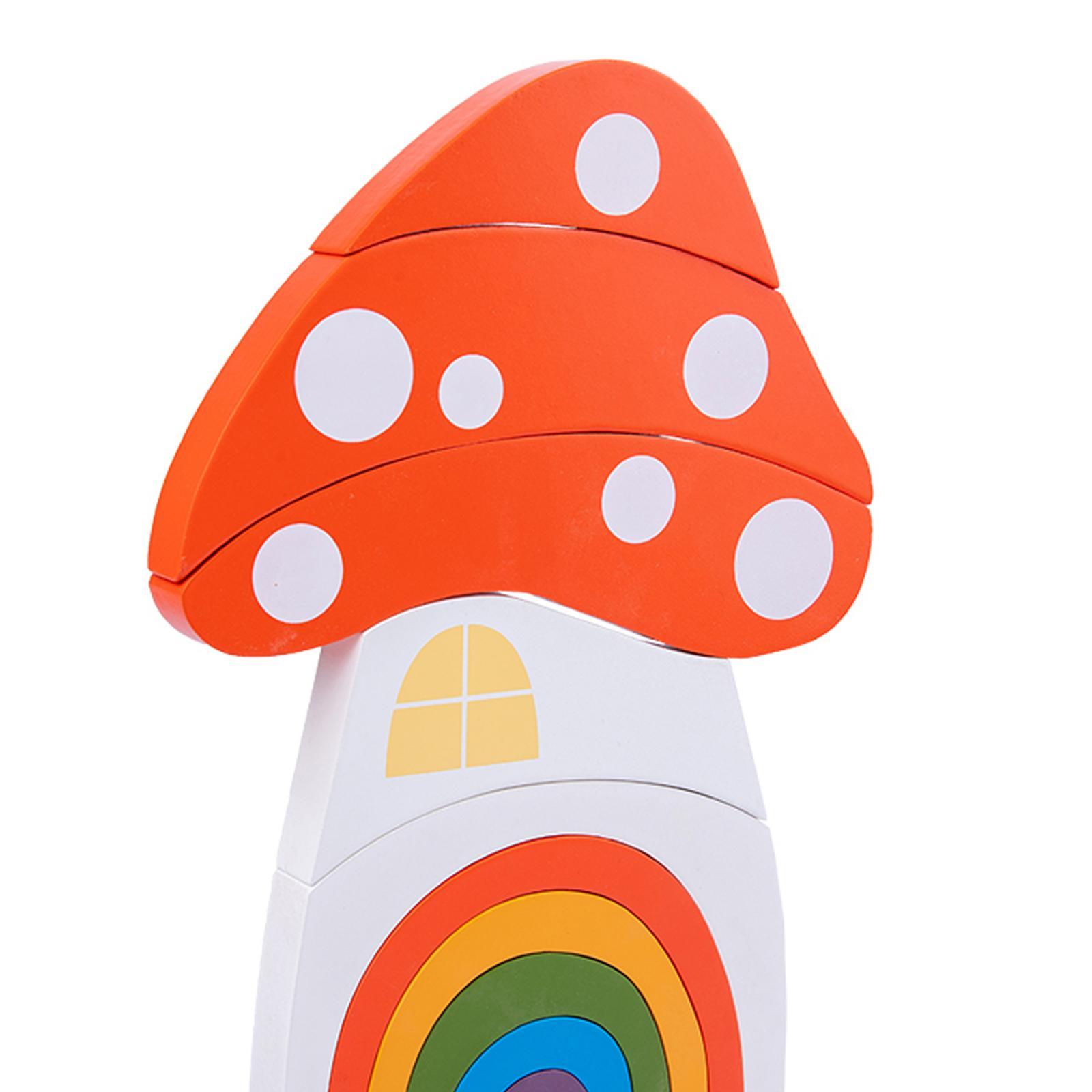 Wooden Rainbow Stacker Nesting Puzzle Blocks Stacking Game Building Creative Color Shape Matching Jigsaw Learning Toy Early Development Gift for Kids
