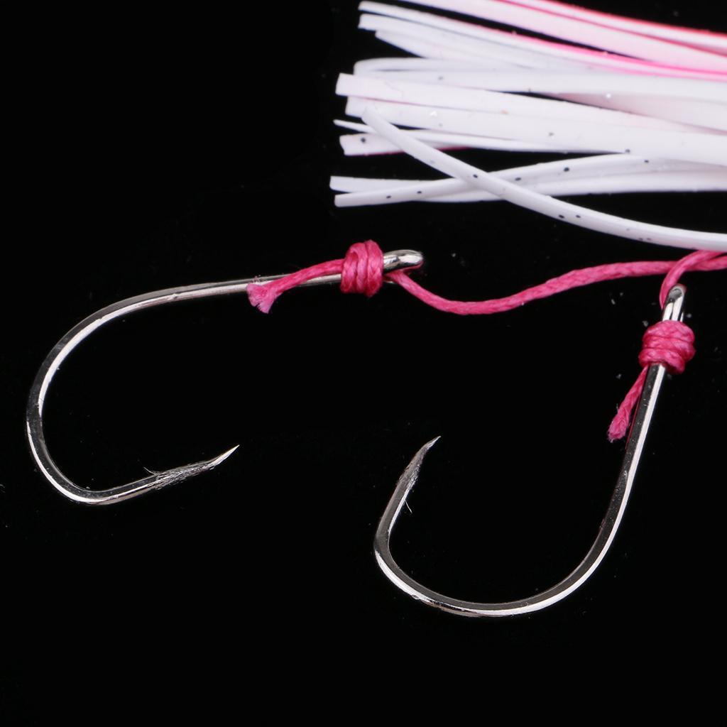 Squid Jig Fishing Lure Saltwater Bait Octopus Skirt w/Steel Hooks