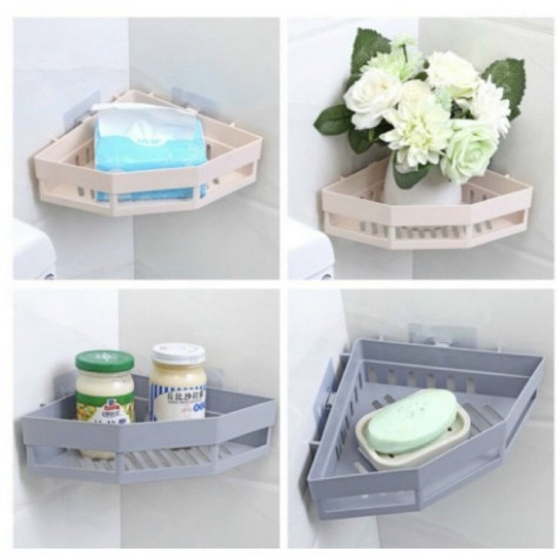 Kệ Góc Tam Giác Nhựa Dán Góc Tường Đa Năng Cho Bếp & Nhà Tắm Màu Ngẫu Nhiên