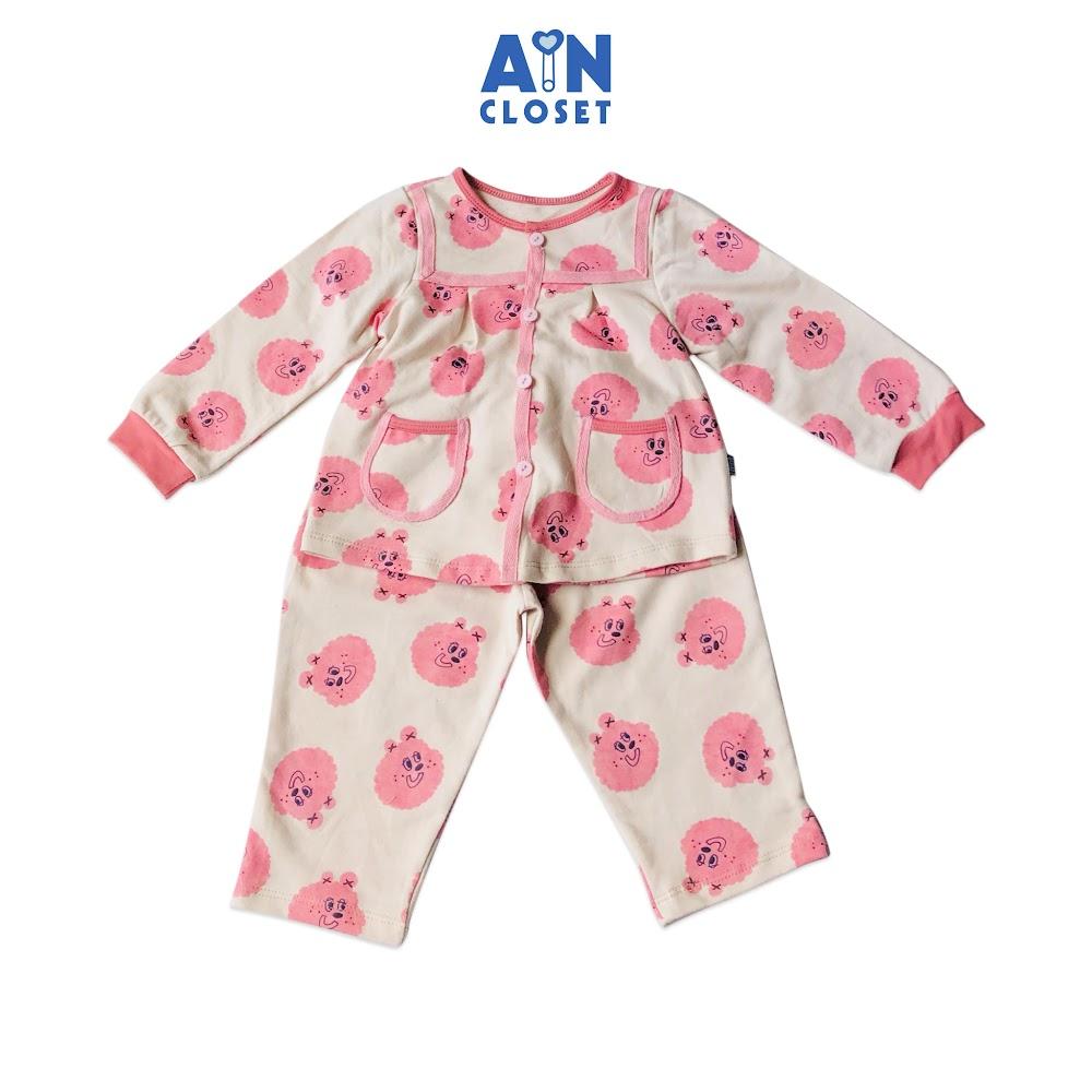 Bộ quần áo dài bé gái họa tiết Gấu bông hồng thun da cá - AICDBGYF4LIV - AIN Closet