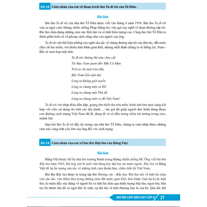 Sách - 100 Bài Làm Văn Hay Lớp 8 - Biên soạn theo chương trình GDPT mới - ndbooks