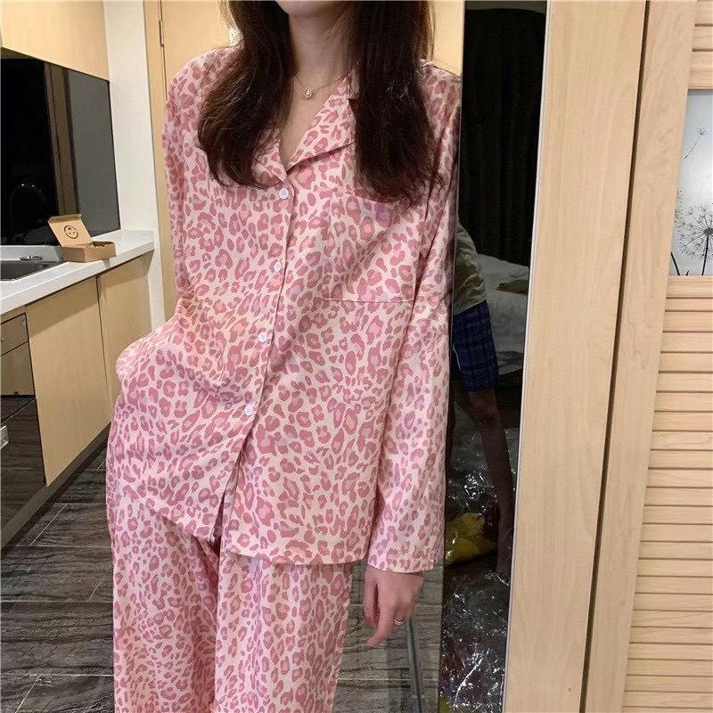 Bộ Pijama Nữ Bộ Ngủ Mặc Nhà Nữ Dài Tay Thu Đông Họa Tiết Bánh Bèo Sợi Tơ Sữa Mềm Mịn