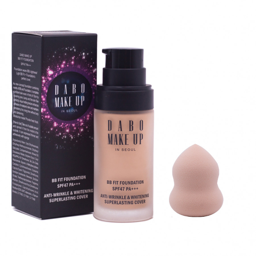 Combo Kem nền trang điểm cho mọi loại da cao cấp Hàn Quốc Dabo Make Up BB Fit Foundation (30ml) + TặngBông Kem Tán Phấn Tiện Dụng Hình Hồ Lô Hàn Quốc Mira Suri