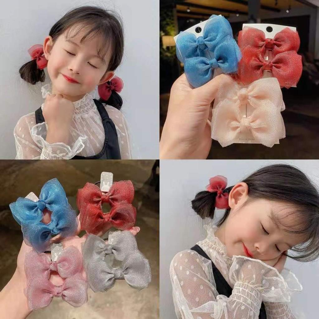 (Mới về) Set 2 kẹp nơ kim tuyến bé gái xinh xắn đáng yêu Tatitava