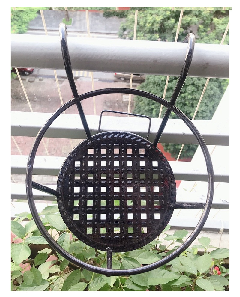 3 Giỏ Sắt Treo Chậu Hoa Ban Công Hình Tròn - Màu Cà Phê