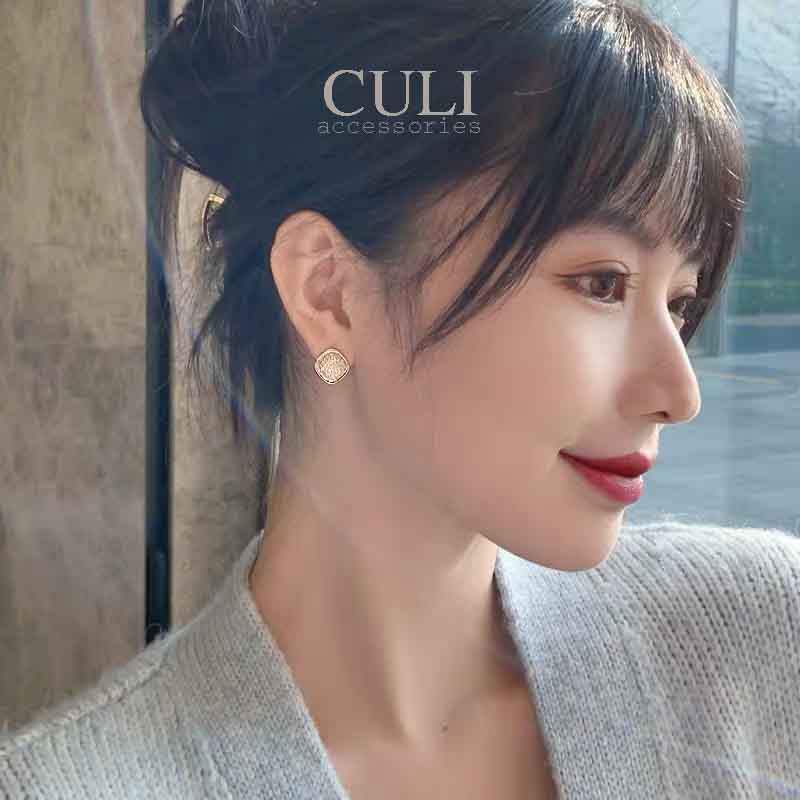 Khuyên tai hình vuông đính đá zircon, thời trang, sang trọng HT681 - Culi accessories