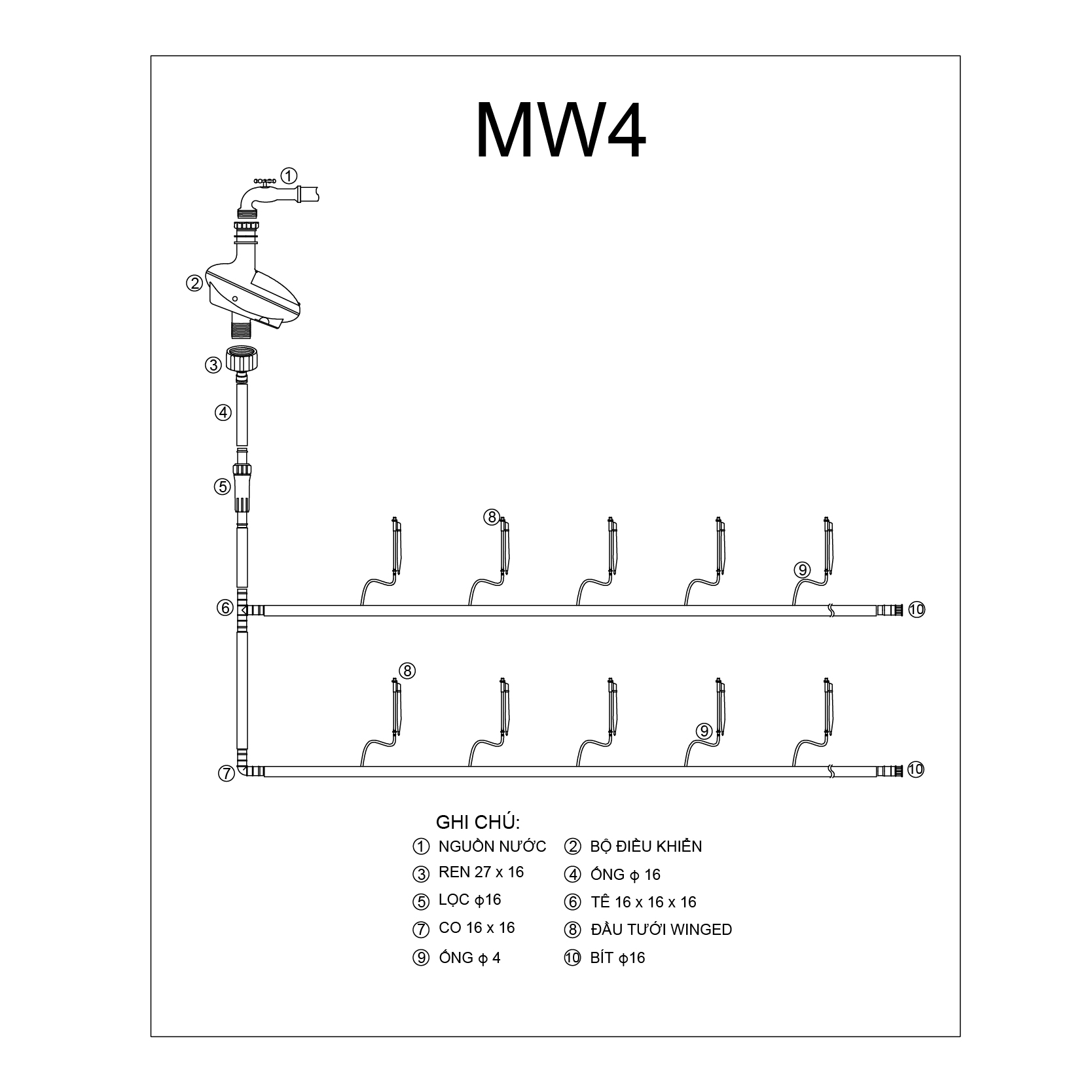 Bộ tưới cây hình cánh bướm MW4