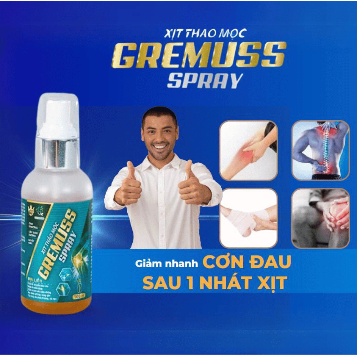 Xịt giảm đau khớp thảo dược Vạn Sinh Châu Gremuss Spray chai 100ml