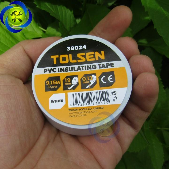 Băng keo điện trắng Tolsen 38024 dài 9.15M dày 0.13mm bảng 19mm