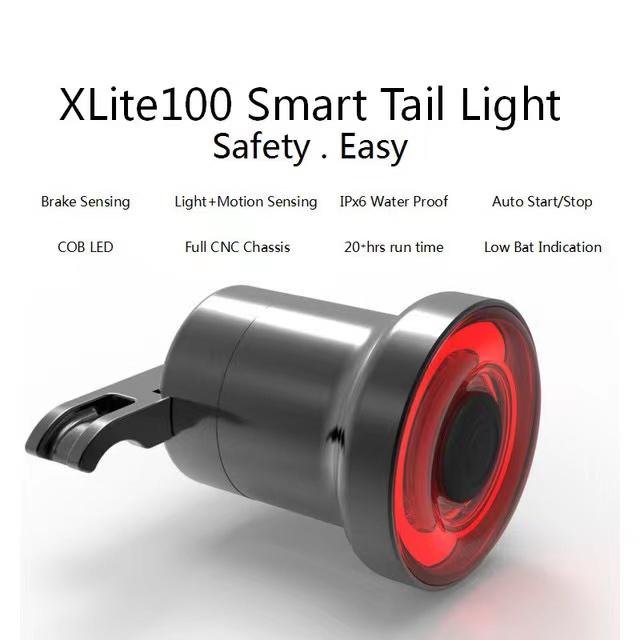 Đèn hậu thông minh Enfitnix Đèn pha xe đạp Xlite100 Cảm biến phanh tự động Khởi động / Dừng Đèn sau USB Sạc IPX6 Đèn LED