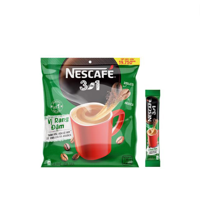 Cà phê hoà tan NESCAFÉ 3IN1 VỊ RANG ĐẬM - công thức cải tiến (bịch 46 gói x 16g)